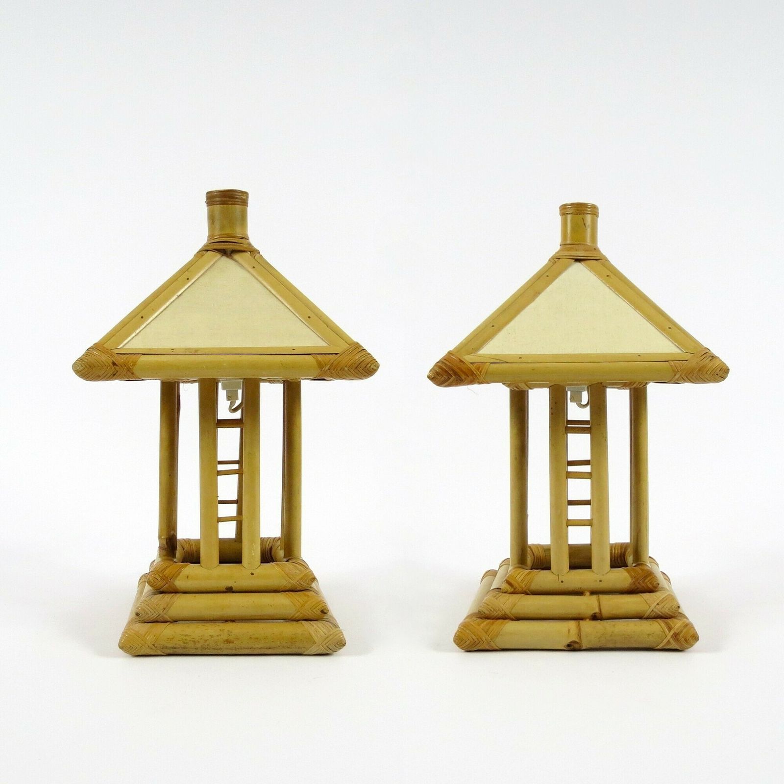 Set Of 2 Bamboo Table Lamps, 1960s