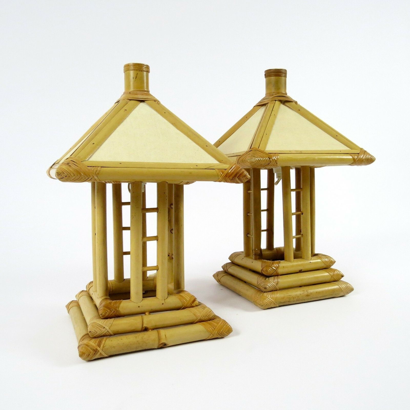 Set Of 2 Bamboo Table Lamps, 1960s photo Lighting