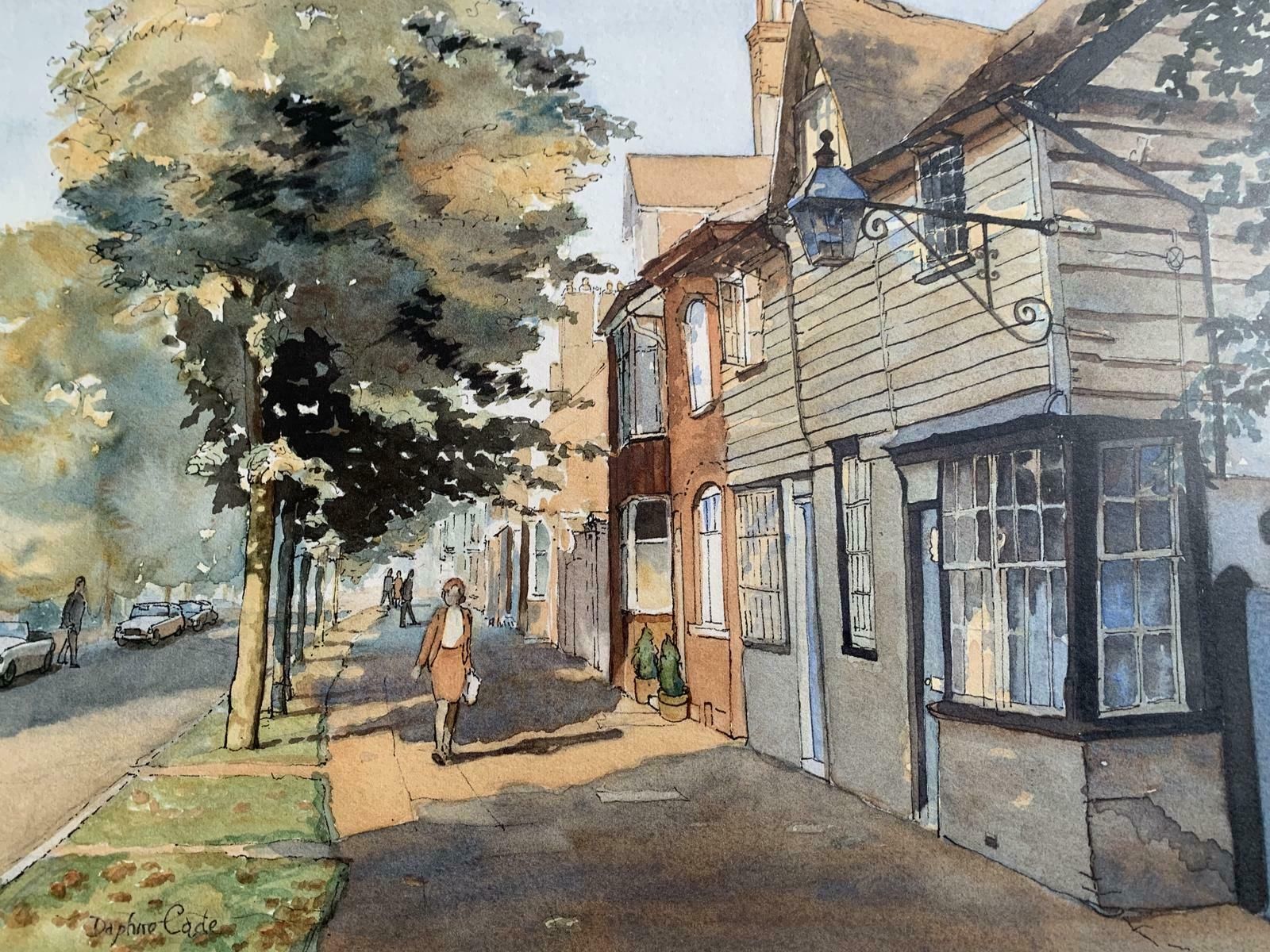Mid Century Watercolour Of Horsham Surrey By Daphne Cade photo Art