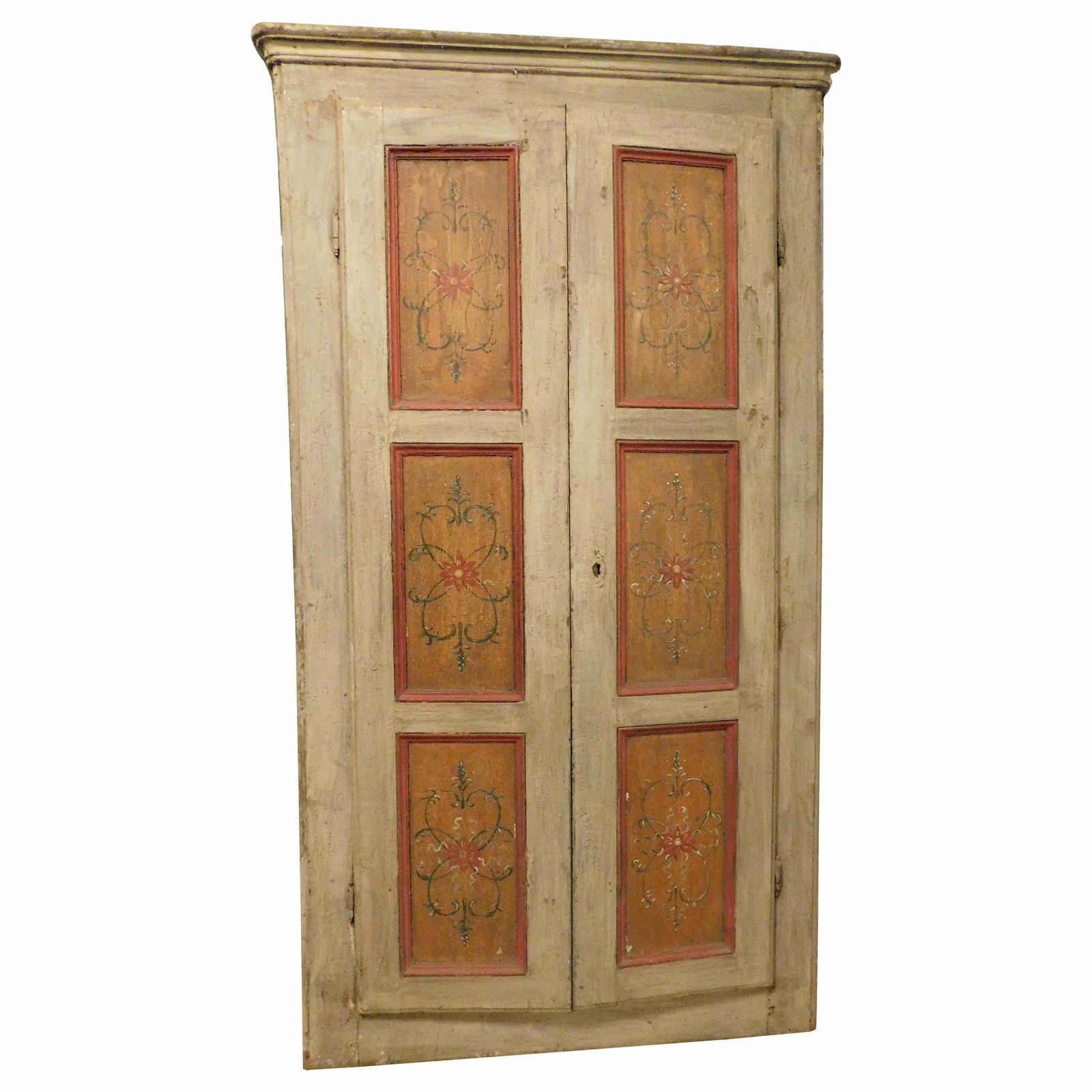 Old Door Lacquered Wall Placard With Frame, From Italy