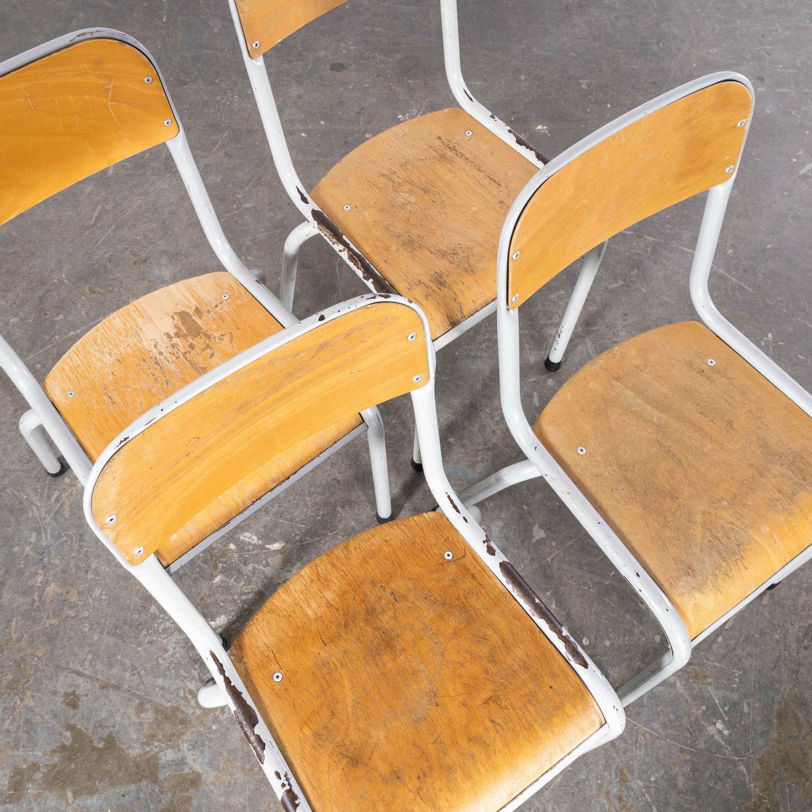 1950’s French Mullca D Back Light Grey Dining Chairs – Set Of Four photo furniture