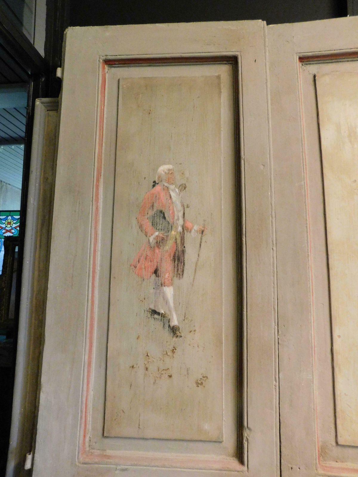 Set Of 2 Lacquered And Painted Double Doors With Figures, Italy photo vinterior