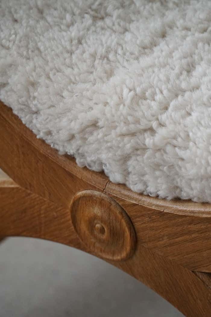 photo furniture Henning Kjærnulf, Danish Modern, Armchair In Oak And Lambswool, 1960s