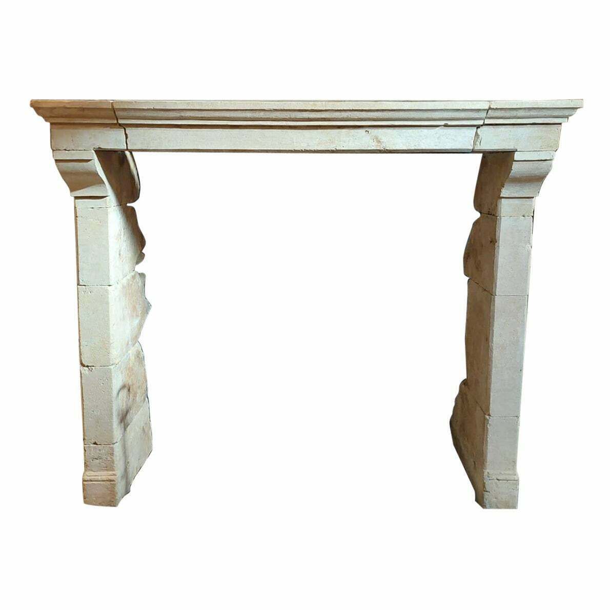 Ancient Fireplace Mantle In Trani Stone, From Italy In The 19th Century