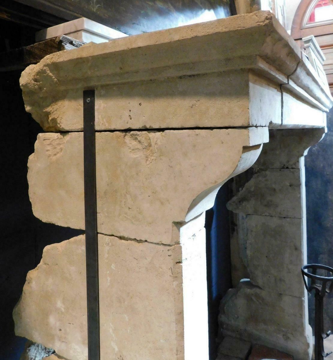 photo for sale Ancient Fireplace Mantle In Trani Stone, From Italy In The 19th Century