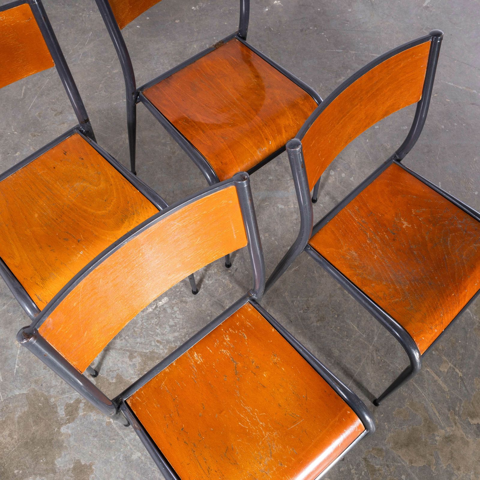 1950’s French Mullca Light Grey Tapered Leg Dining Chairs – Set Of Four photo vinterior