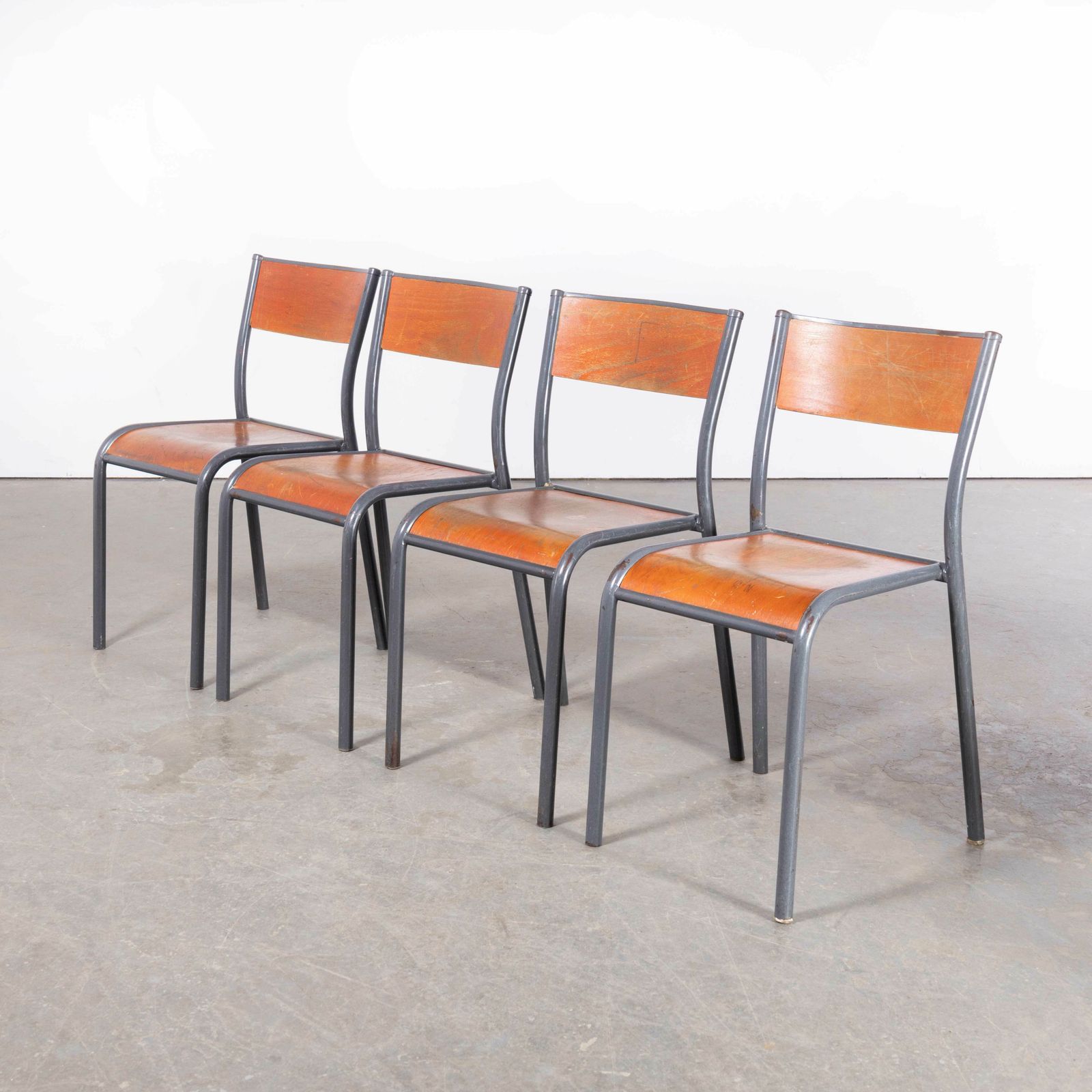 1950’s French Mullca Light Grey Dining Chairs – Set Of Four photo 432.0