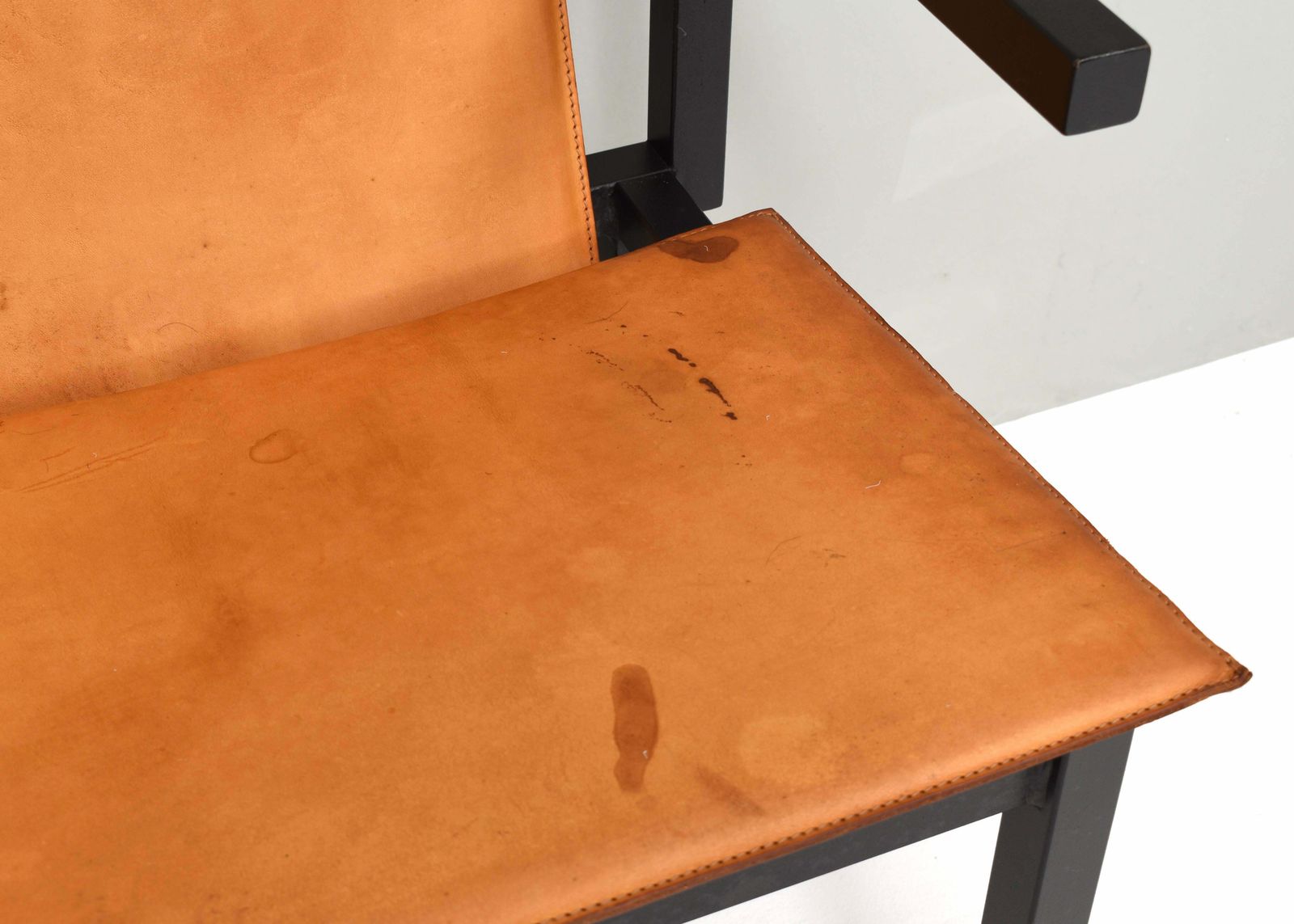 photo buy Unique One Of A Kind Set Of Six Dining Chairs In Tan Cognac Leather, Circa 1970
