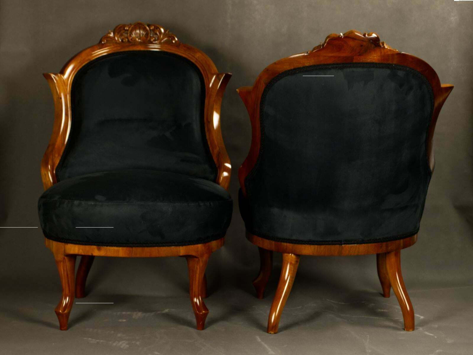 Fully Restored Pair Of Black Biedermeier Armchairs 19th Century photo buy