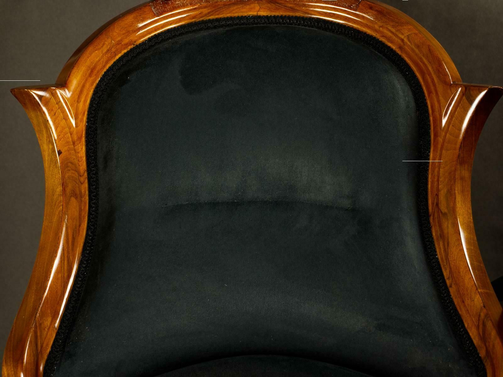 photo for sale Fully Restored Pair Of Black Biedermeier Armchairs 19th Century