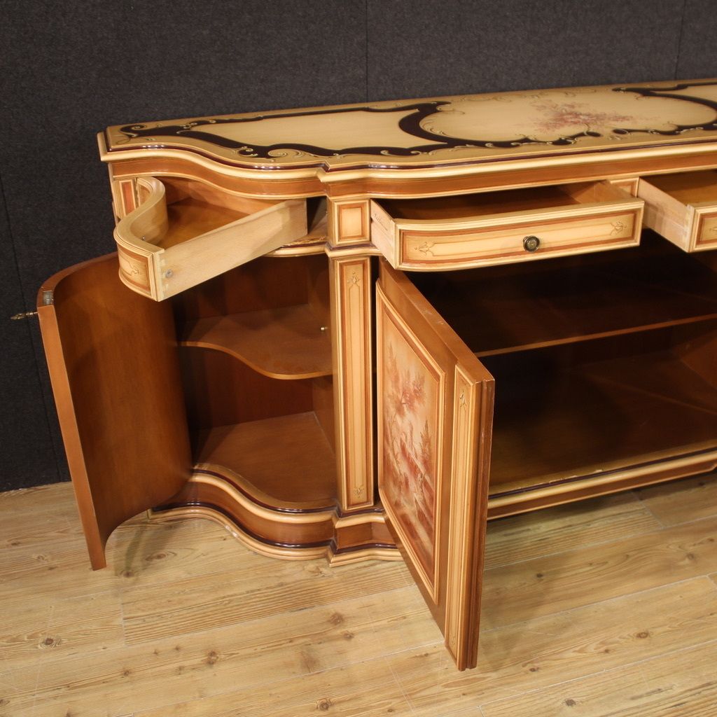 Great Lacquered And Painted Sideboard From The 70s photo vintage