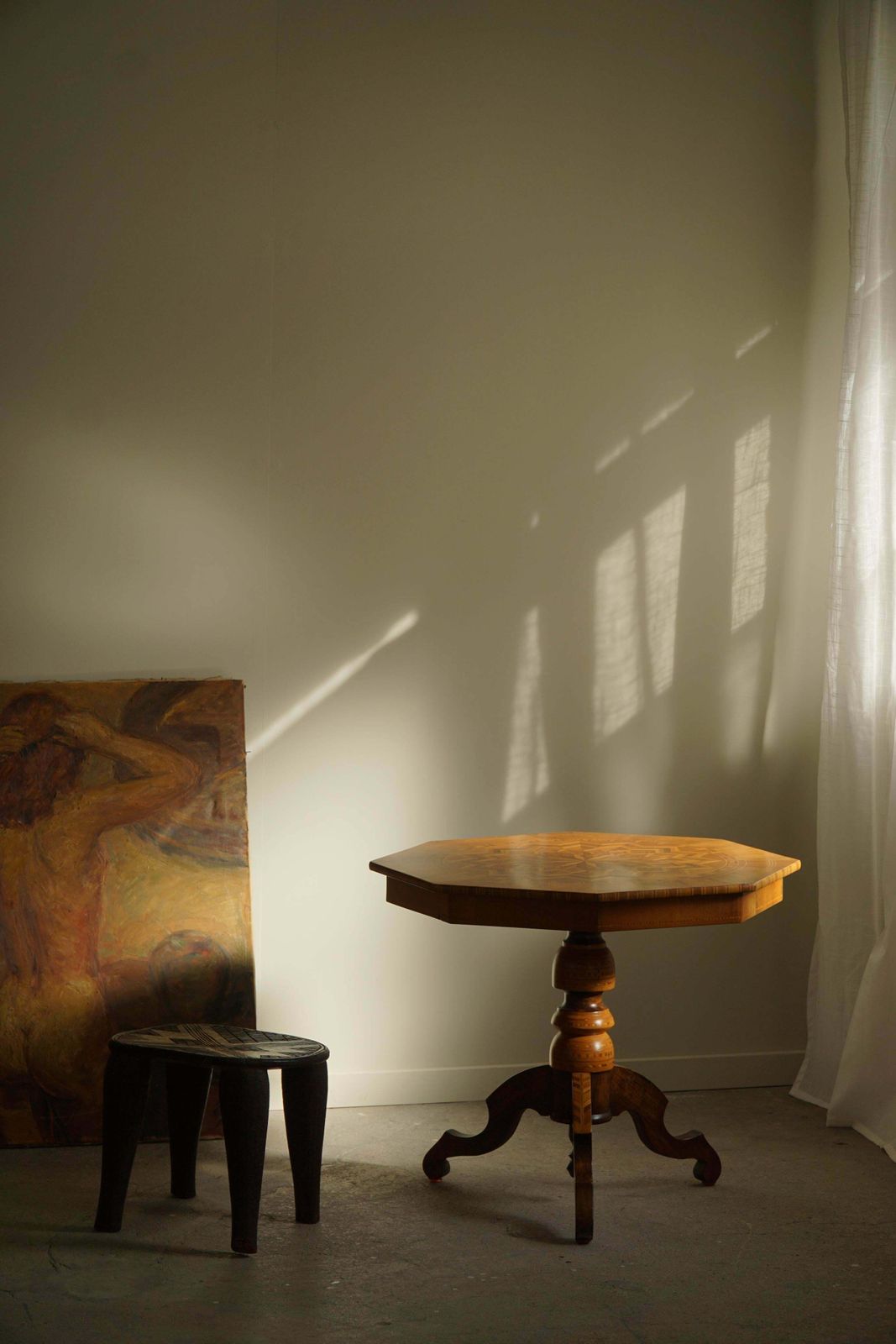 Danish Art Deco, Octagon Side Table In Birch With Intarsia Top, 1940s photo furniture