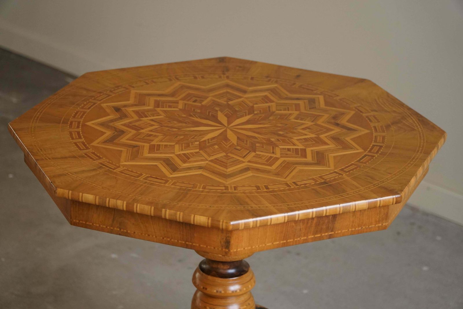Danish Art Deco, Octagon Side Table In Birch With Intarsia Top, 1940s photo 932.0