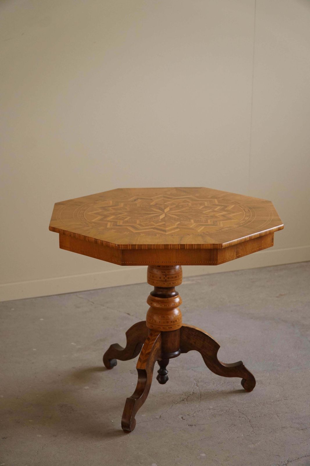 932.0 Danish Art Deco, Octagon Side Table In Birch With Intarsia Top, 1940s photo