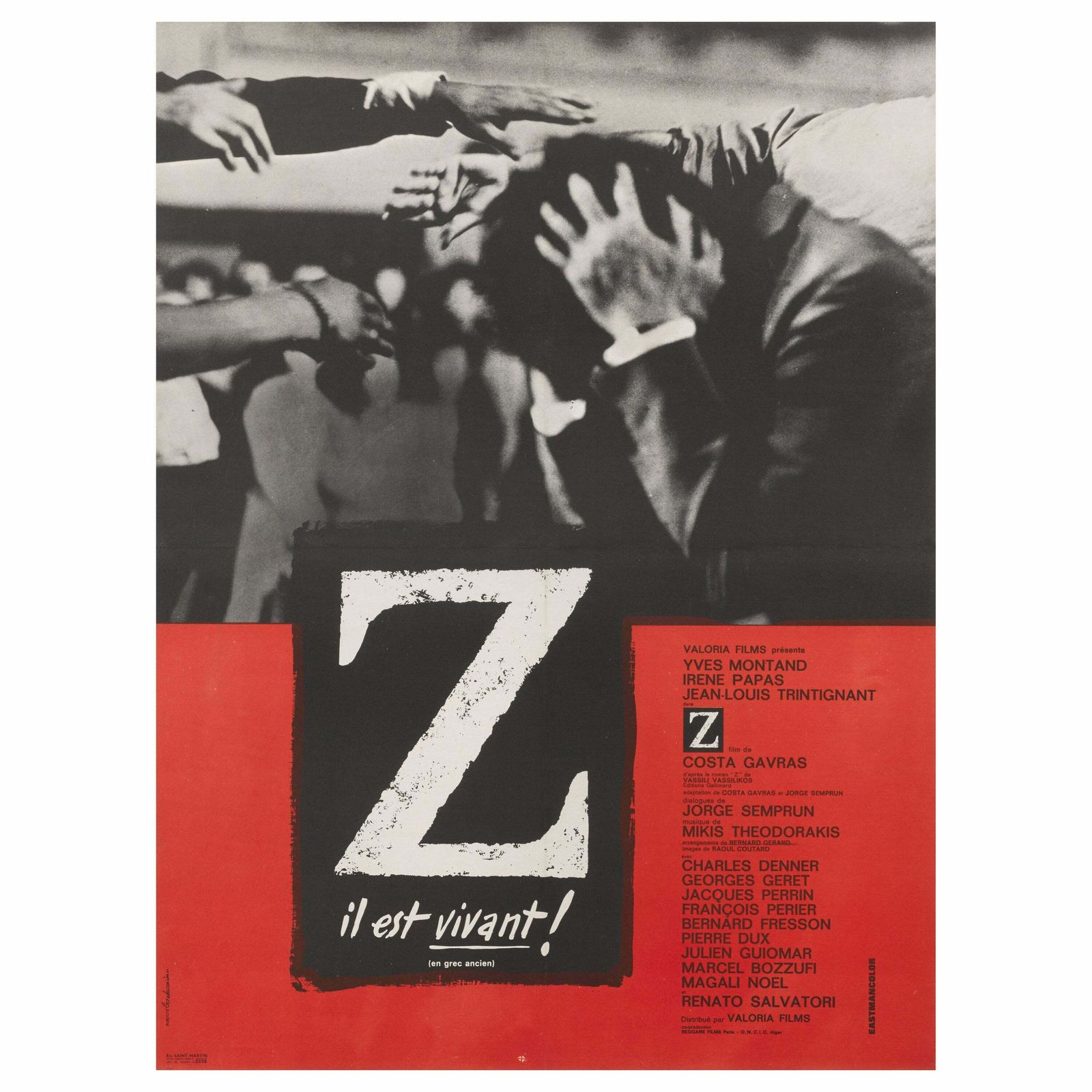 Original French Film Poster For The 1969 Film Z.