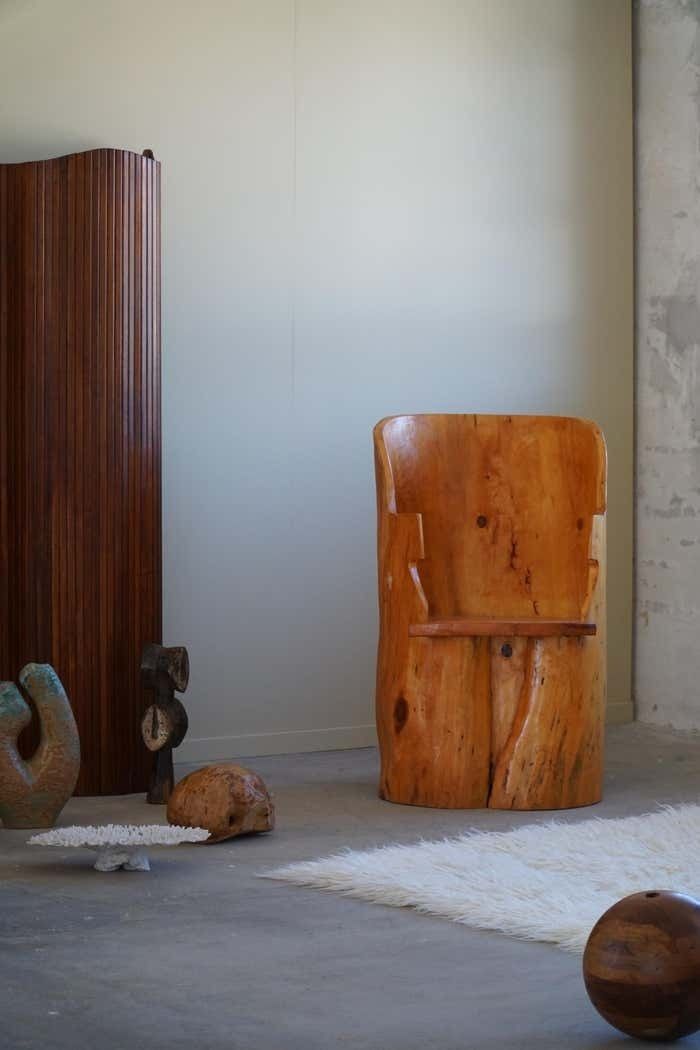 Stump Chair In Solid Birch By A Swedish Cabinetmaker, Wabi Sabi, 1950s photo for sale