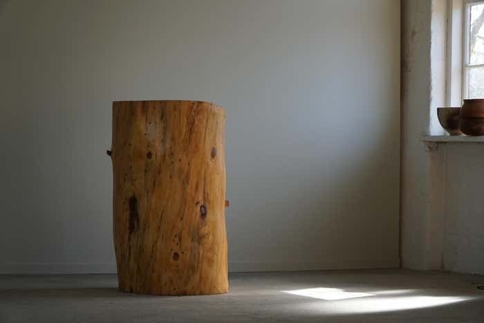 Furniture Stump Chair In Solid Birch By A Swedish Cabinetmaker, Wabi Sabi, 1950s photo
