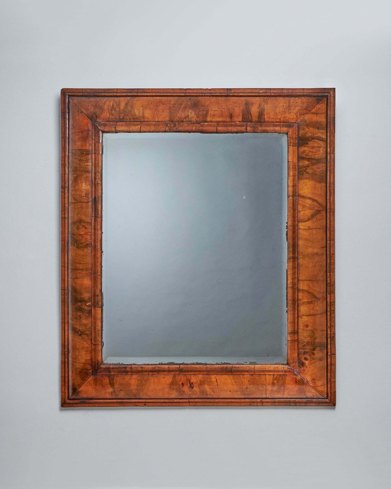 Large William And Mary 17th Century Figured Walnut Cushion Mirror C, 1690