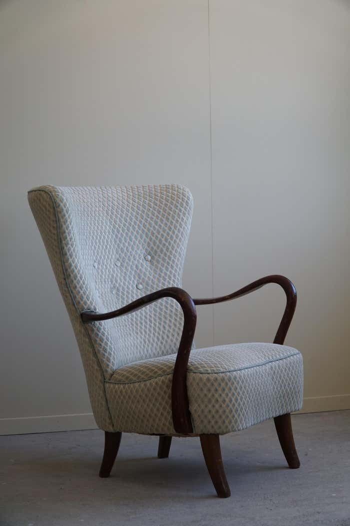 photo buy Slagelse Møbelfabrik, Danish Modern Lounge Chairs With Footstool In Beech, 1960s