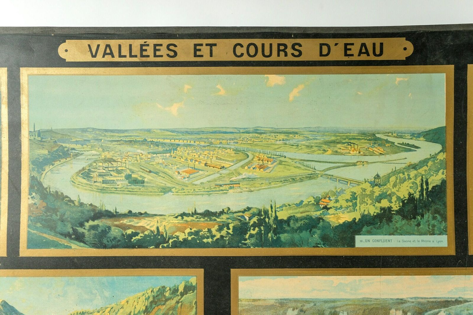 Original Rare 1950s Large Vintage French Educational School Wall Chart Valleys And Waterways Decorative Quirky Beautiful Armand Colin photo for sale