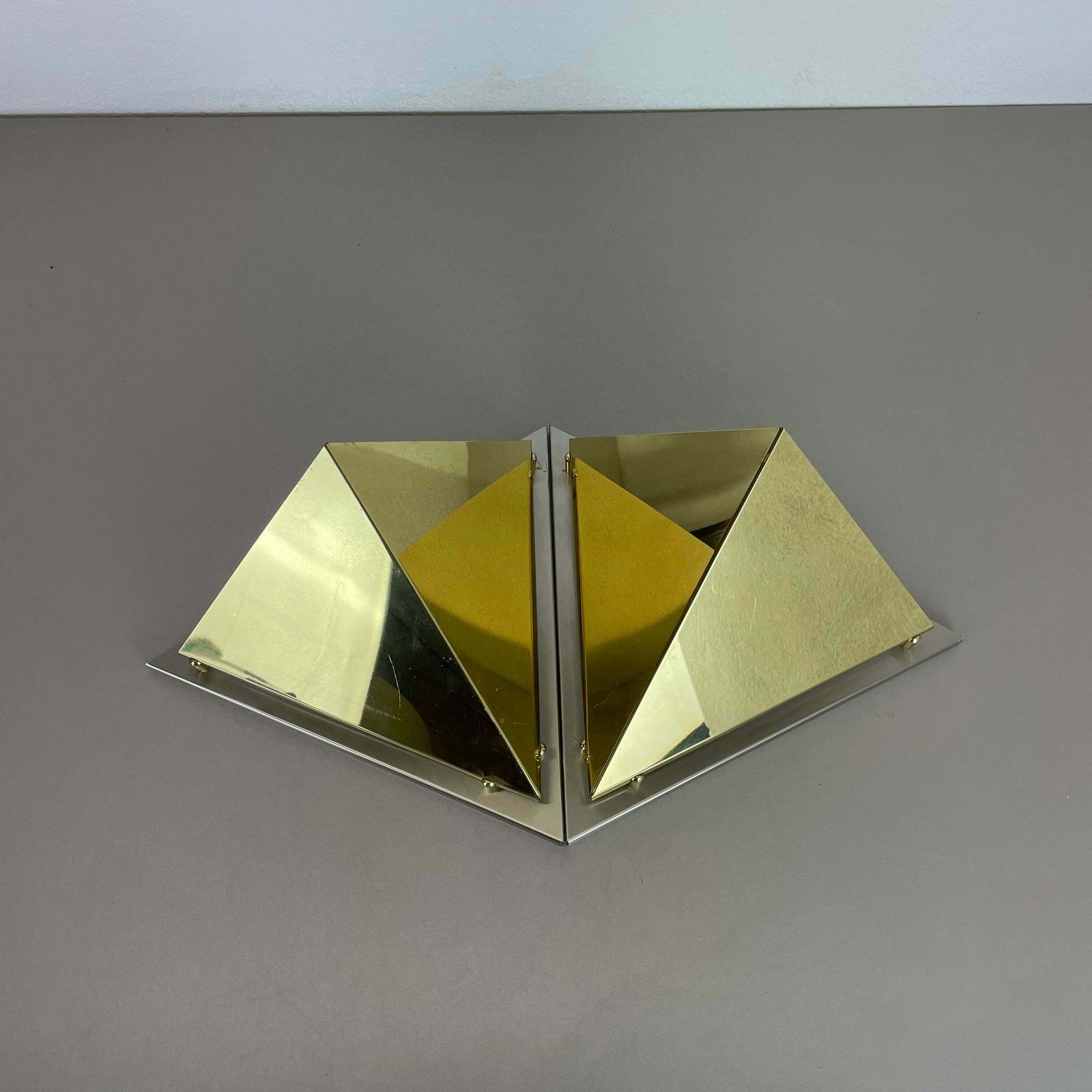 Set Of 2 Brass Sciolari Style Wall Light Sconces Bankamp Leuchten, Germany, 1980 photo vinterior