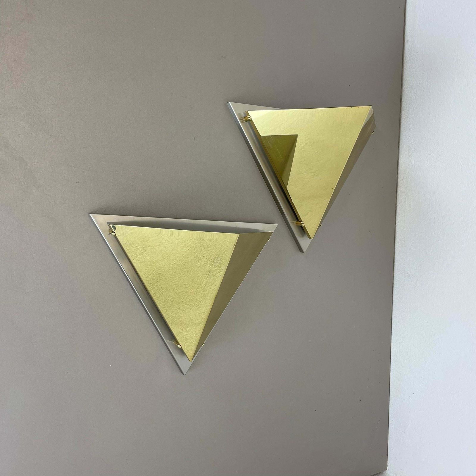 Set Of 2 Brass Sciolari Style Wall Light Sconces Bankamp Leuchten, Germany, 1980 photo vintage