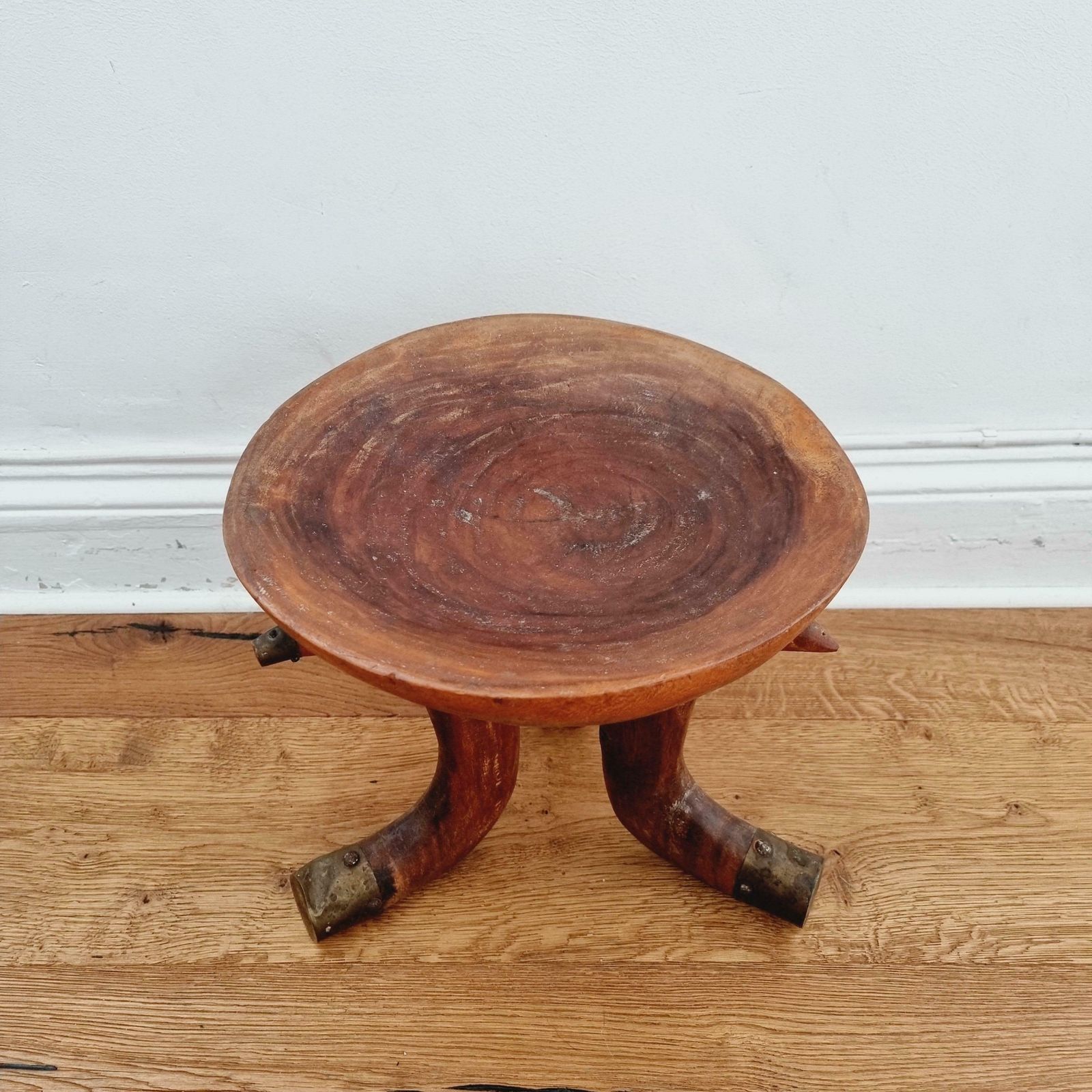 Tribal Stool With Brass Details, Southern Ethiopia, Early 20th Century photo buy