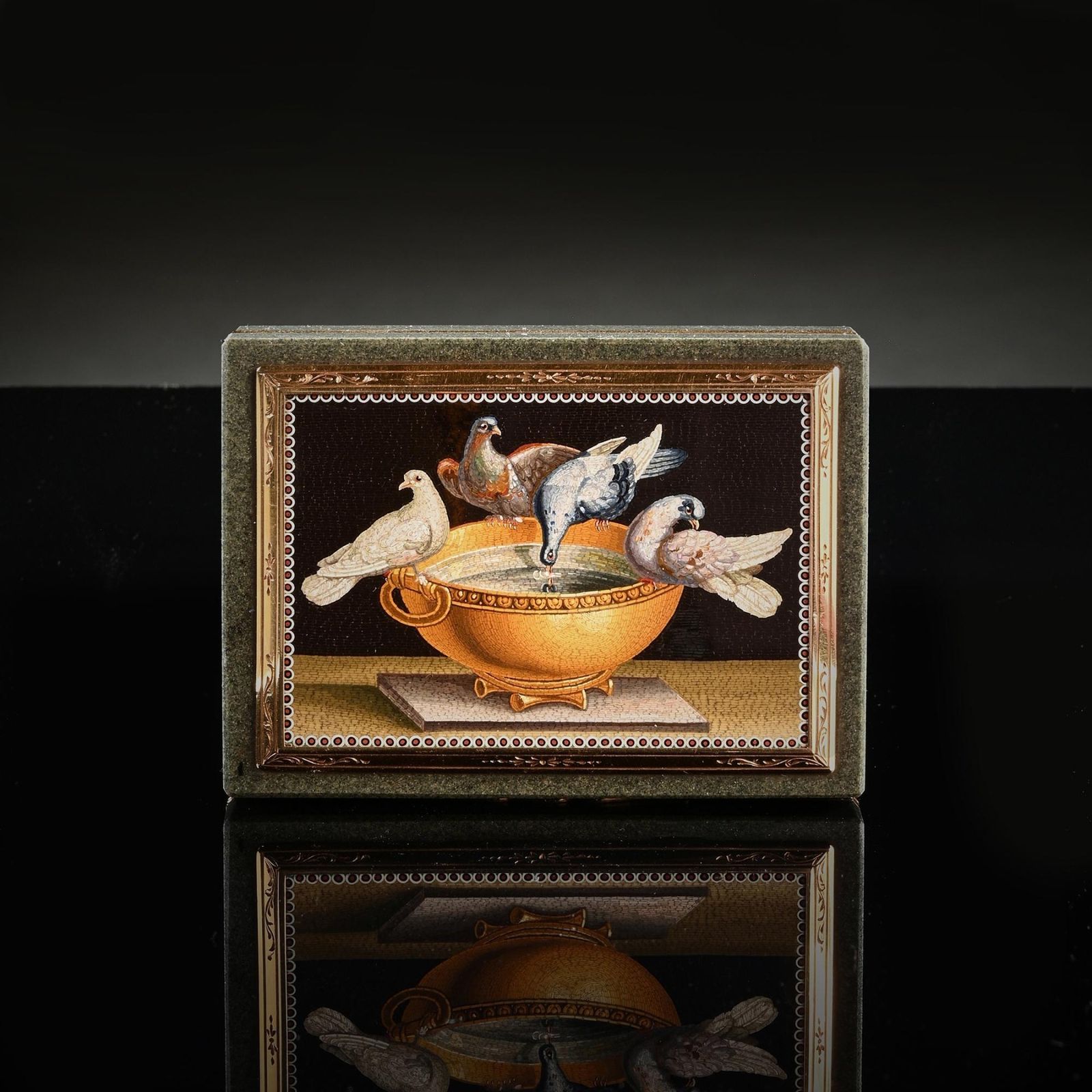 Micromosaic Gold Mounted Jasper Snuff Box Early 19th Century Italian Gioacchino Barberi photo vintage