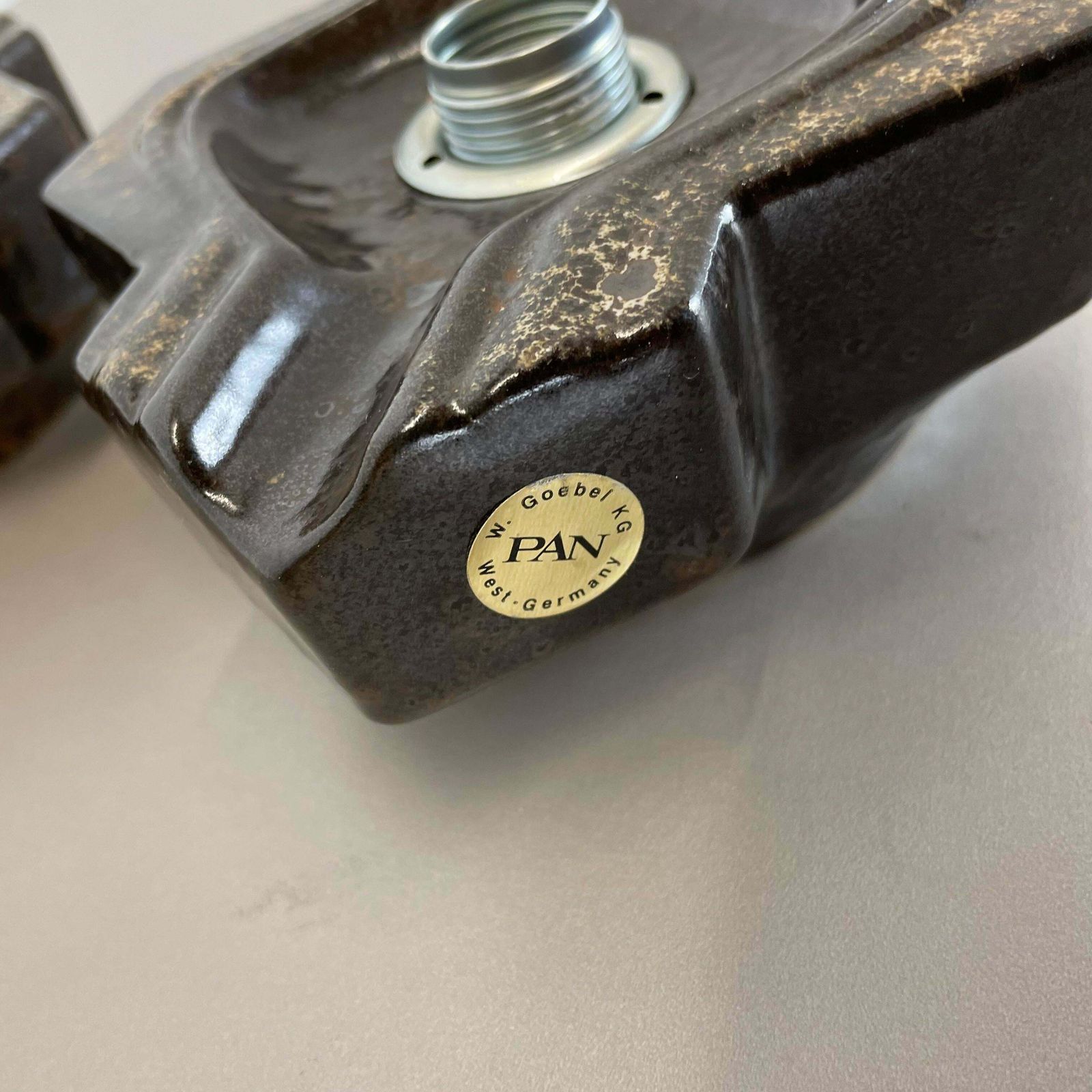 photo vinterior Set Of Two Brown Beige Ceramic Fat Lava Wall Lights By Pan Ceramics Germany 1970