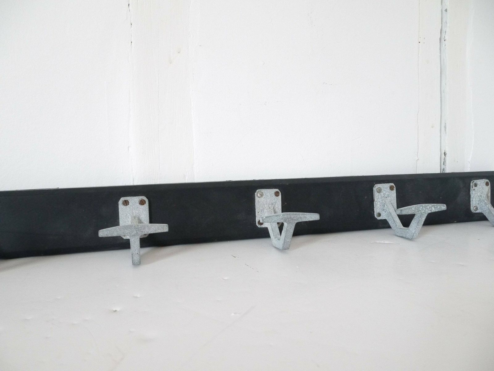 French Wooden Black Coat Rack Farmhouse Primitive Paint Extra Long photo Furniture