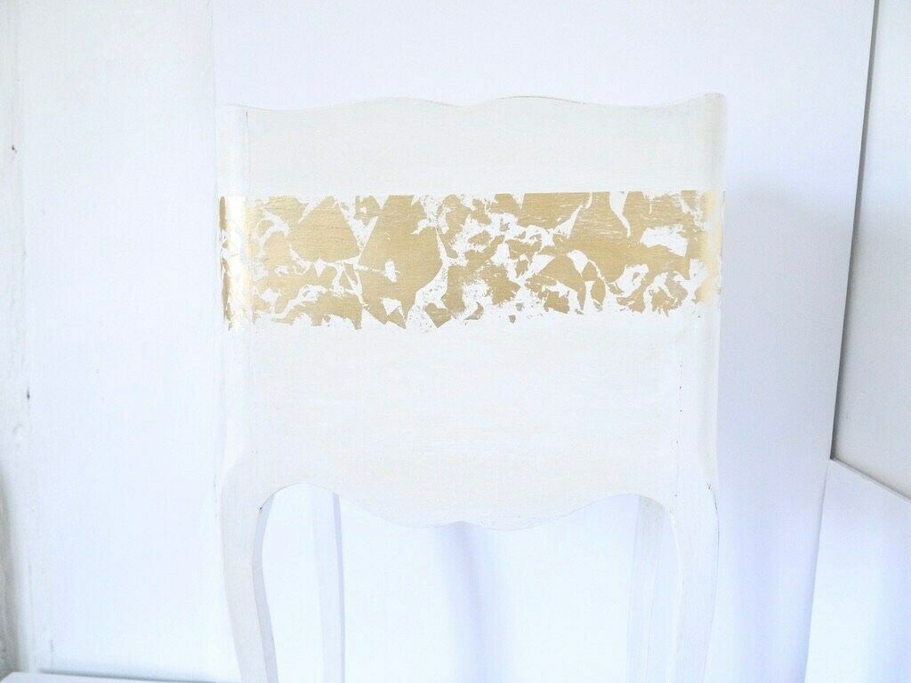 French Cottage Style White Nightstand, Shabby Chic Vintage Bedside Tables, Repainted With A White Chalk Paint And Gold Gilding photo buy