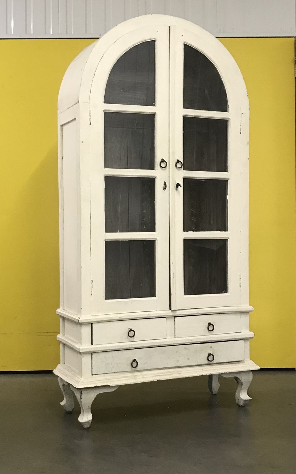 Antique French Dome Top White Armoire Display Cabinet photo for sale