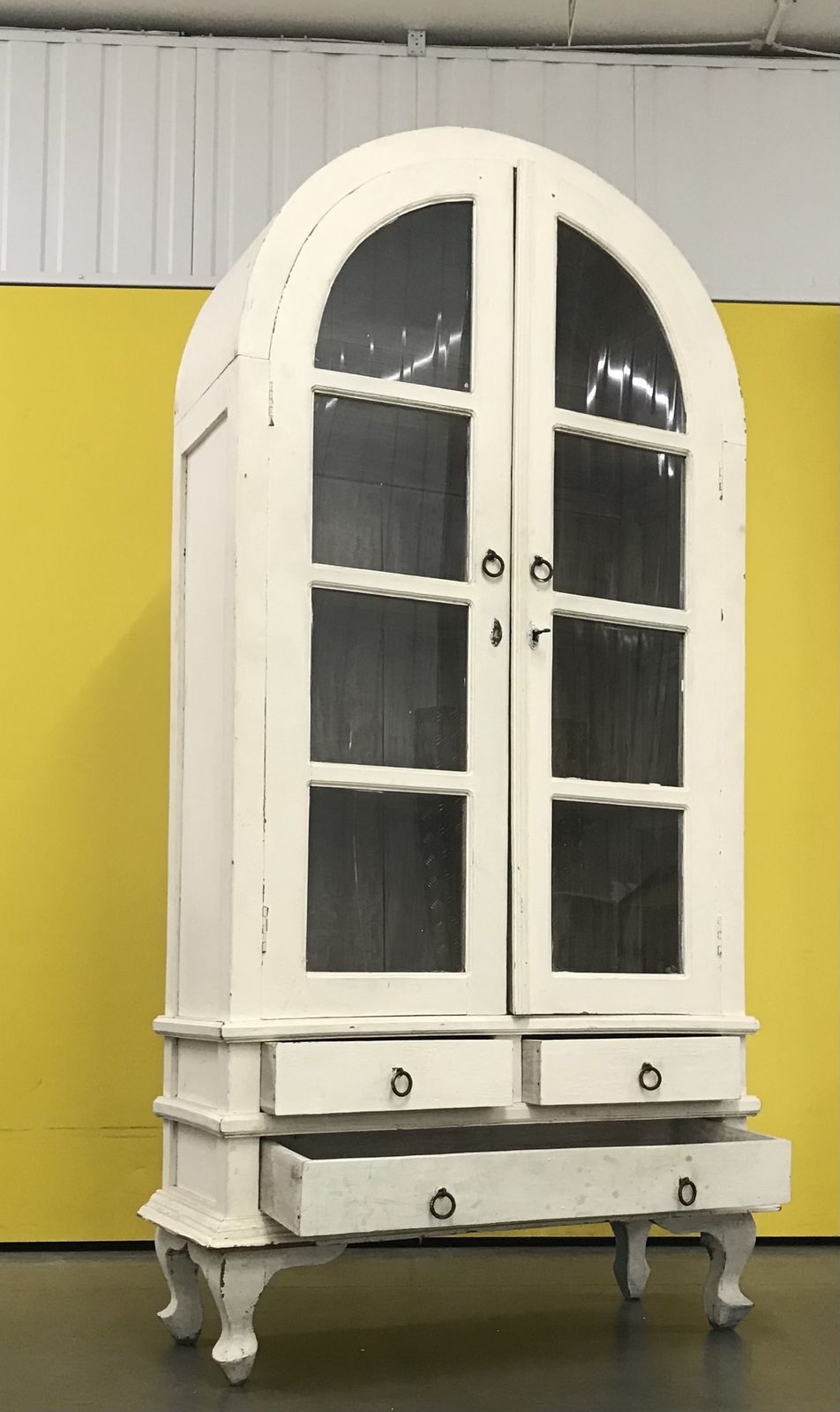 photo for sale Antique French Dome Top White Armoire Display Cabinet