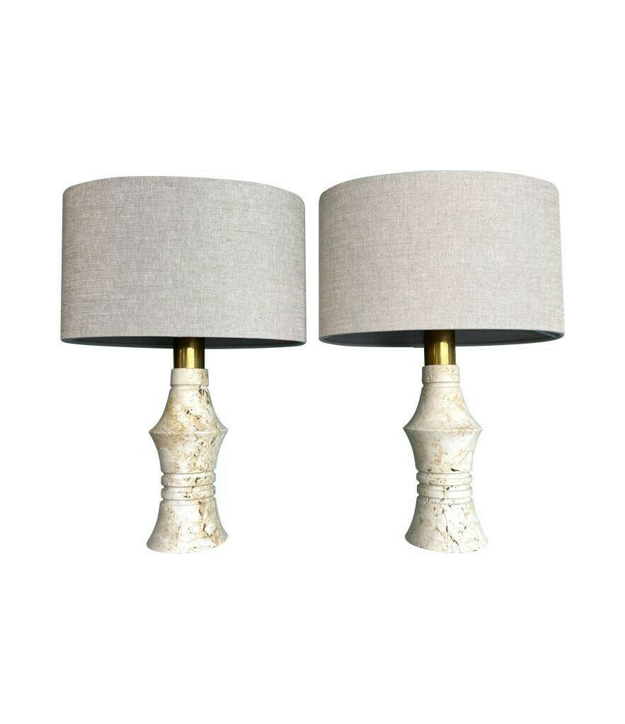 A Pair Of 1970s Sculptural Shaped Travertine Lamps By Fratelli Mannelli photo 1650.0