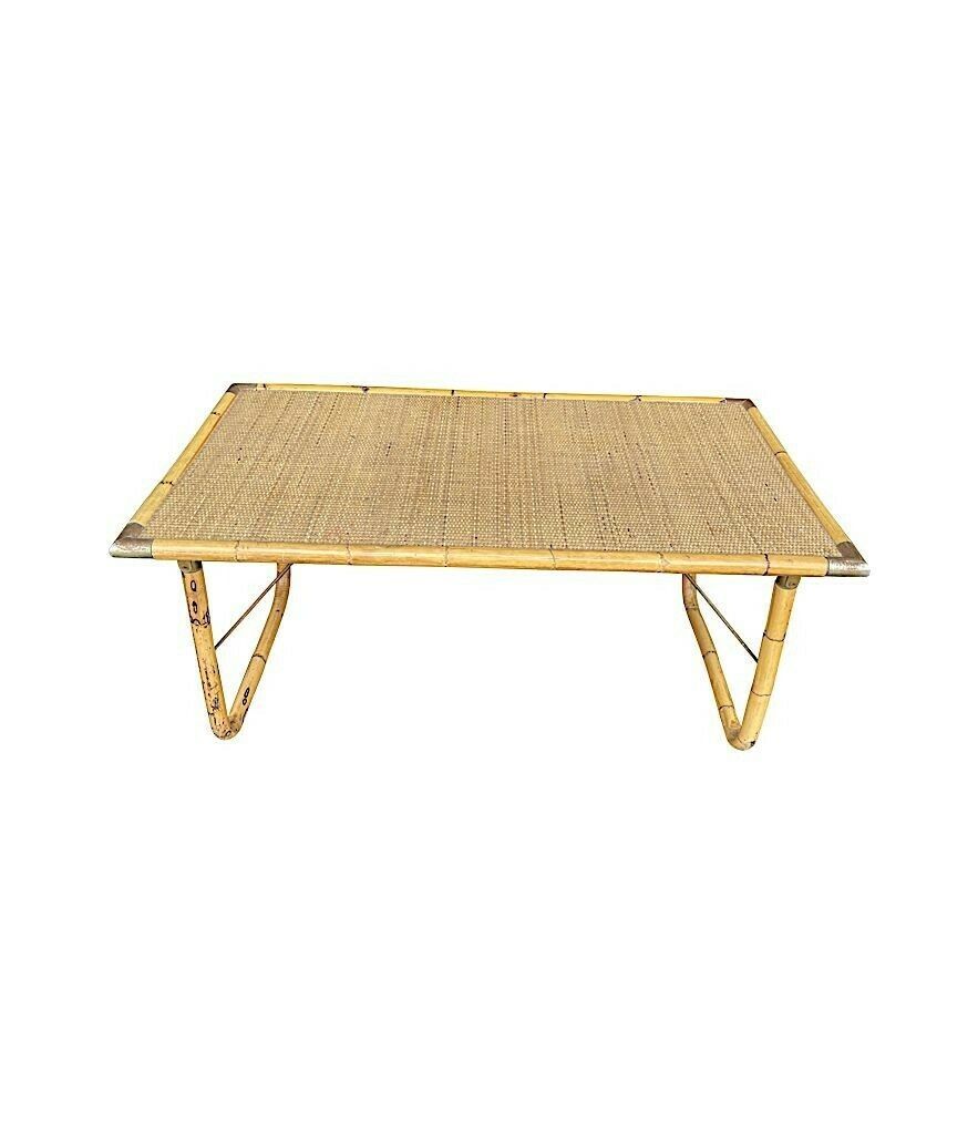 An Italian 1970s Folding Bamboo Coffee Table By Del Vera With Brass Corners photo furniture