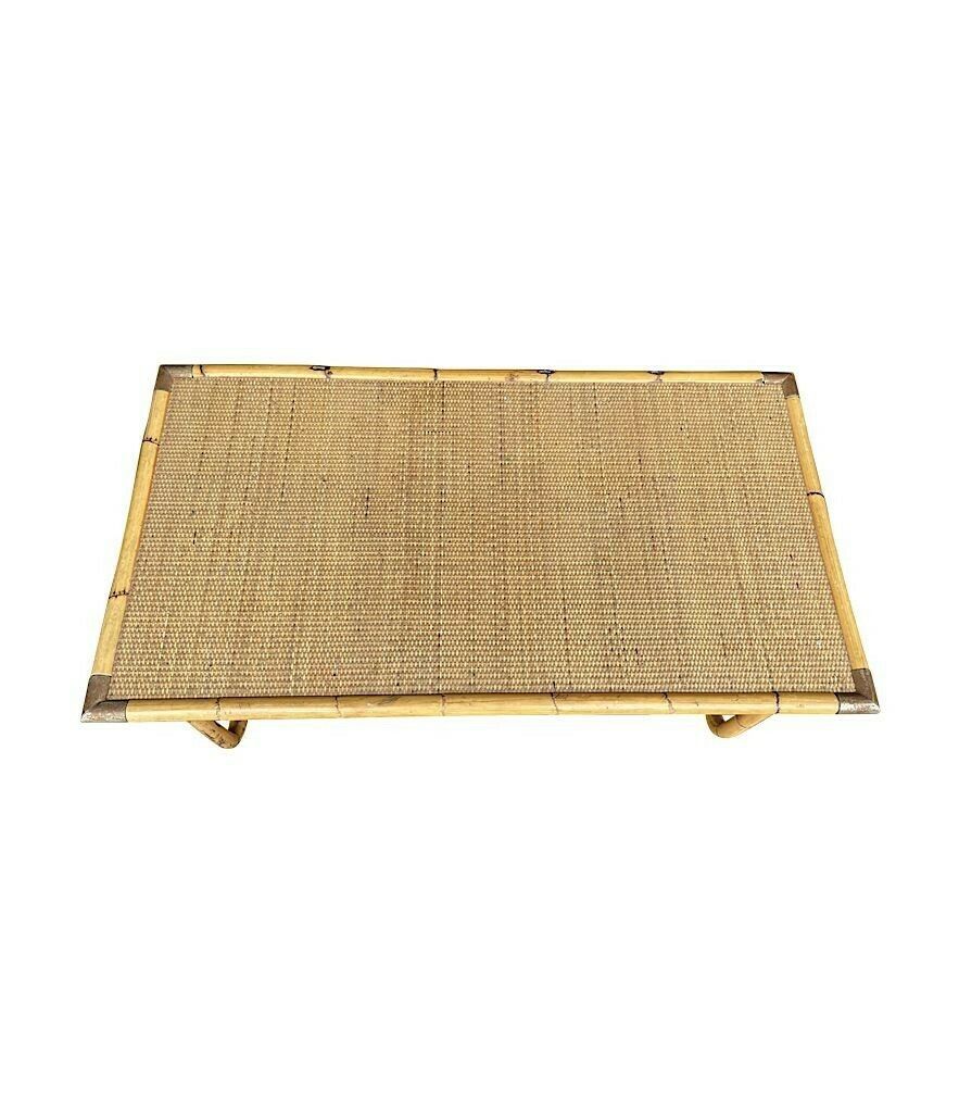 An Italian 1970s Folding Bamboo Coffee Table By Del Vera With Brass Corners photo for sale
