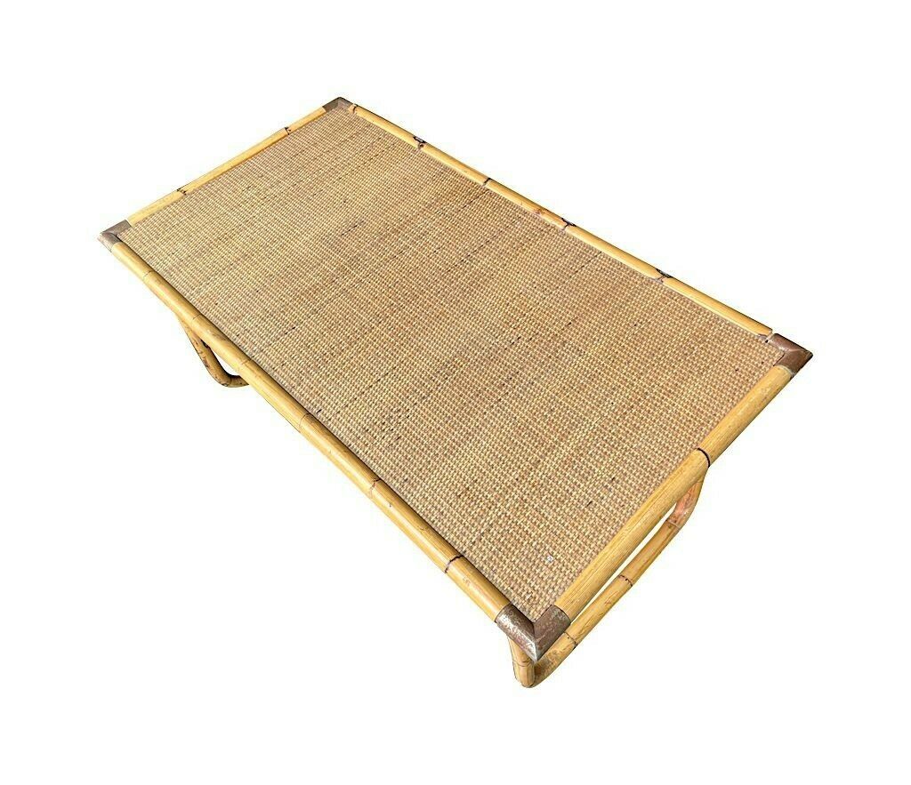 1450.0 An Italian 1970s Folding Bamboo Coffee Table By Del Vera With Brass Corners photo