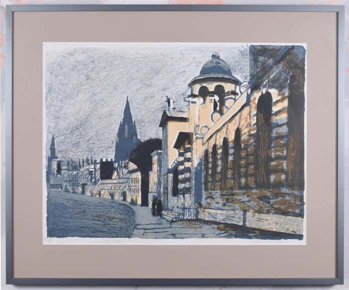 Edwin La Dell The High Street, Oxford With Queen's College Lithograph By Edwin La Dell photo furniture
