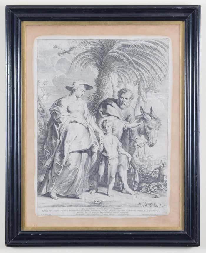 The Flight Into Egypt 17th Century Engraving After Rubens By Lucas Vorsterman 1620
