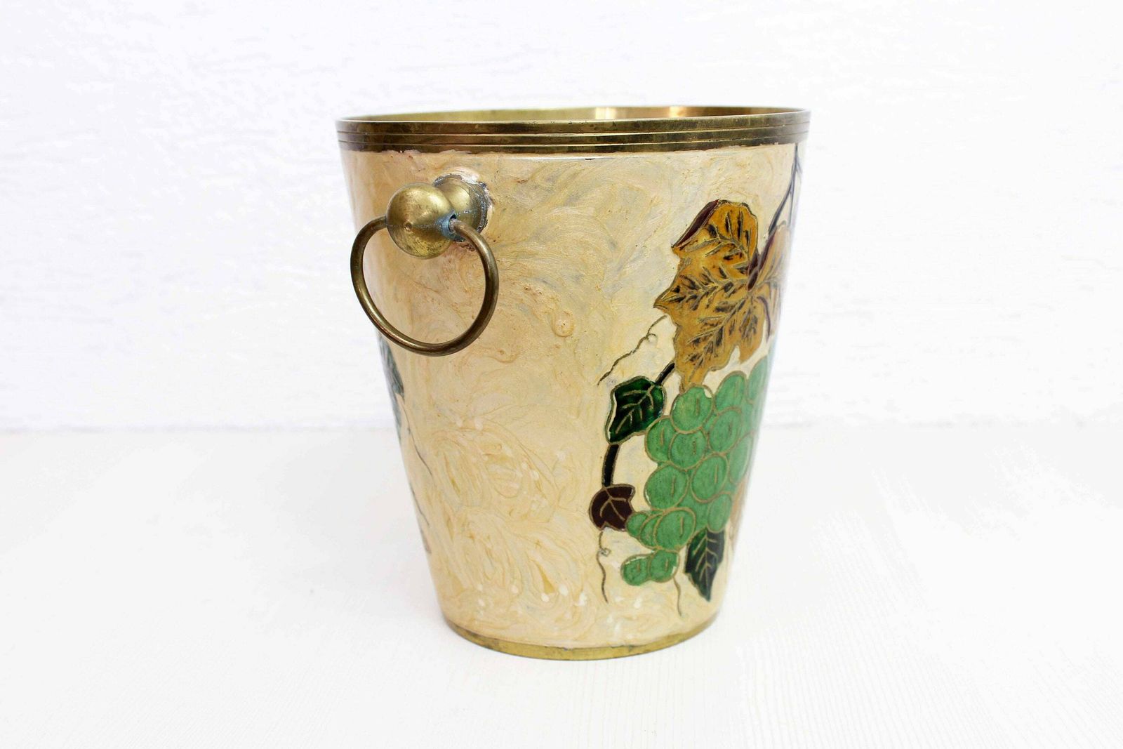 Brass Ice Bucket With Cloisonné Enamel Decoration, France 1960 photo furniture