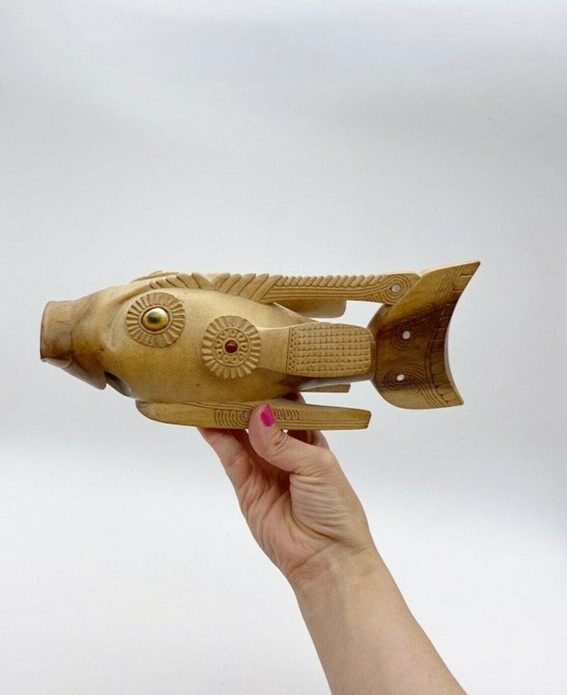 photo furniture Wooden Fish Figure Miracle Fish Papua New Guinea Hand Carved Fish