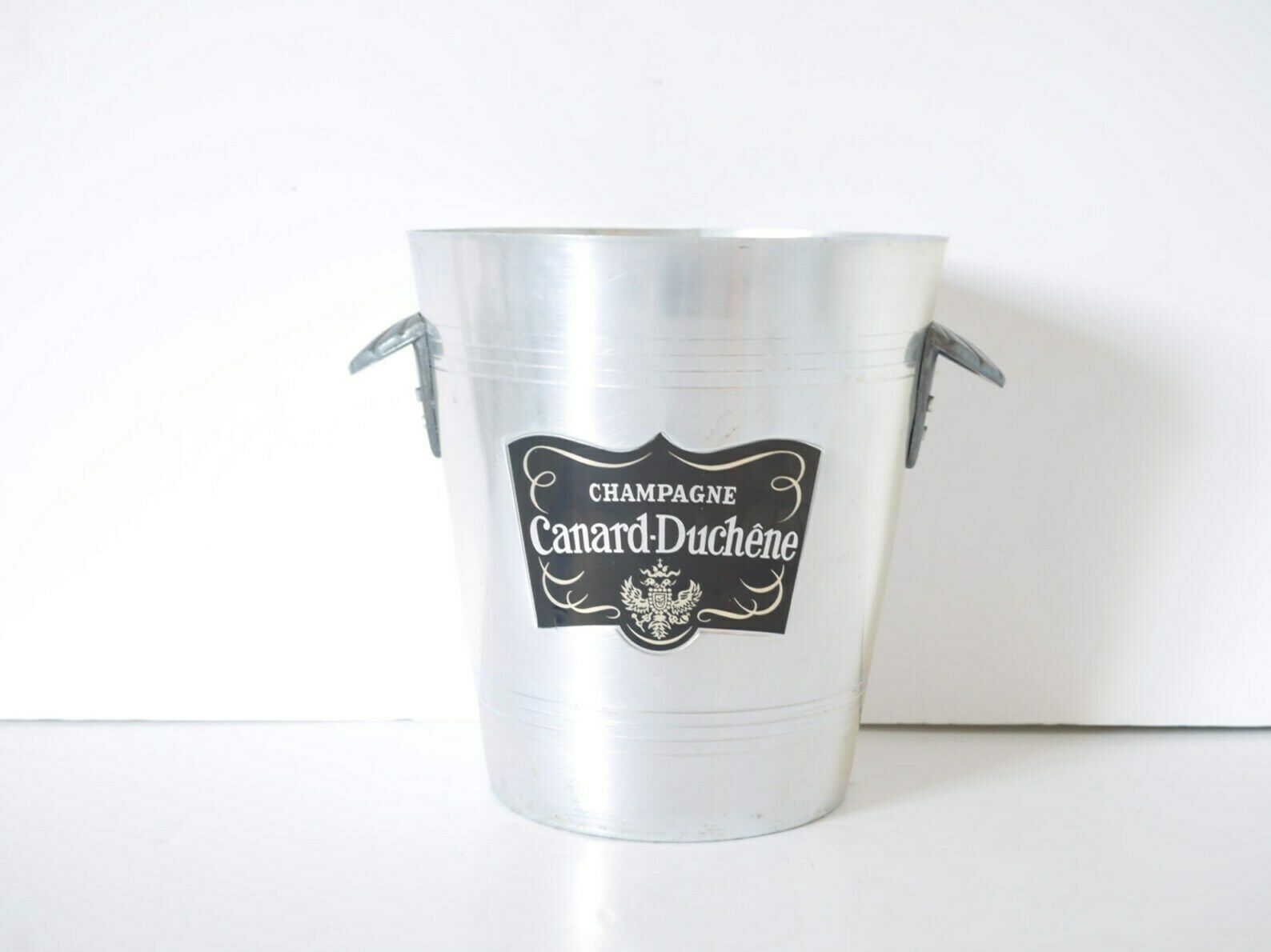French Silver Alunimun Champagne Bucket Canard Duchéne Noél Christmas New Years Celebration
