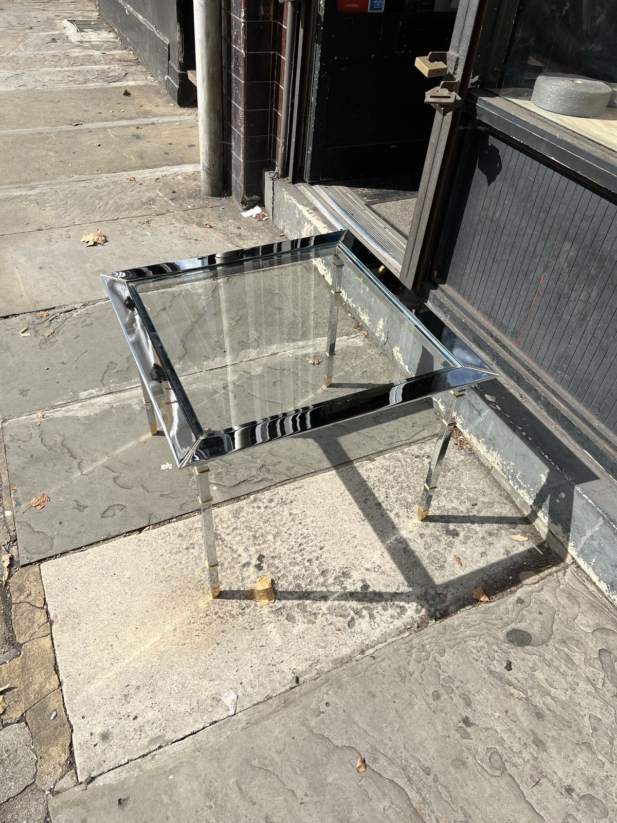 photo furniture 19070s Harrods Chrome And Glass End Table