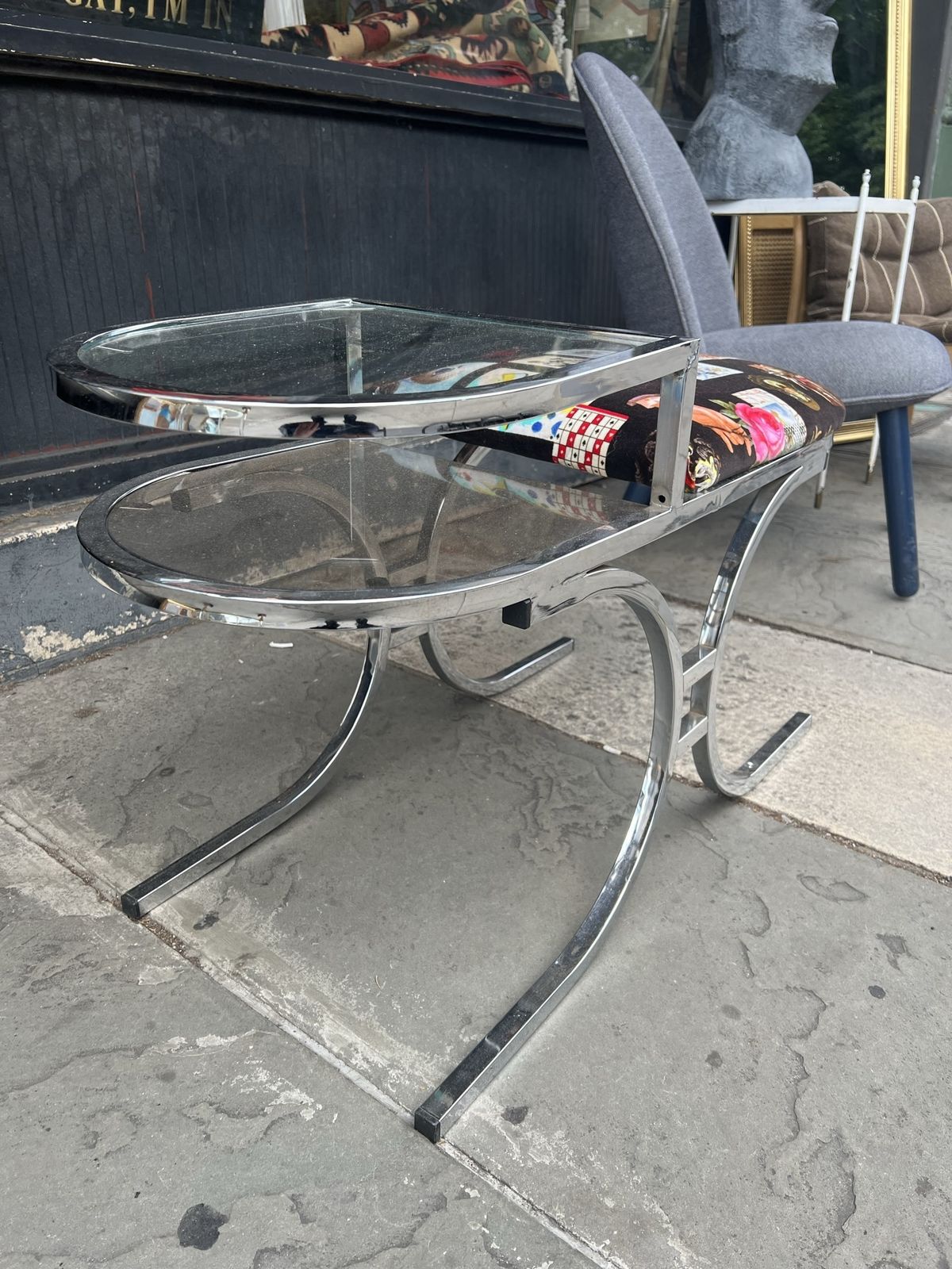 photo furniture 1960s Chrome Glass Telephone Table