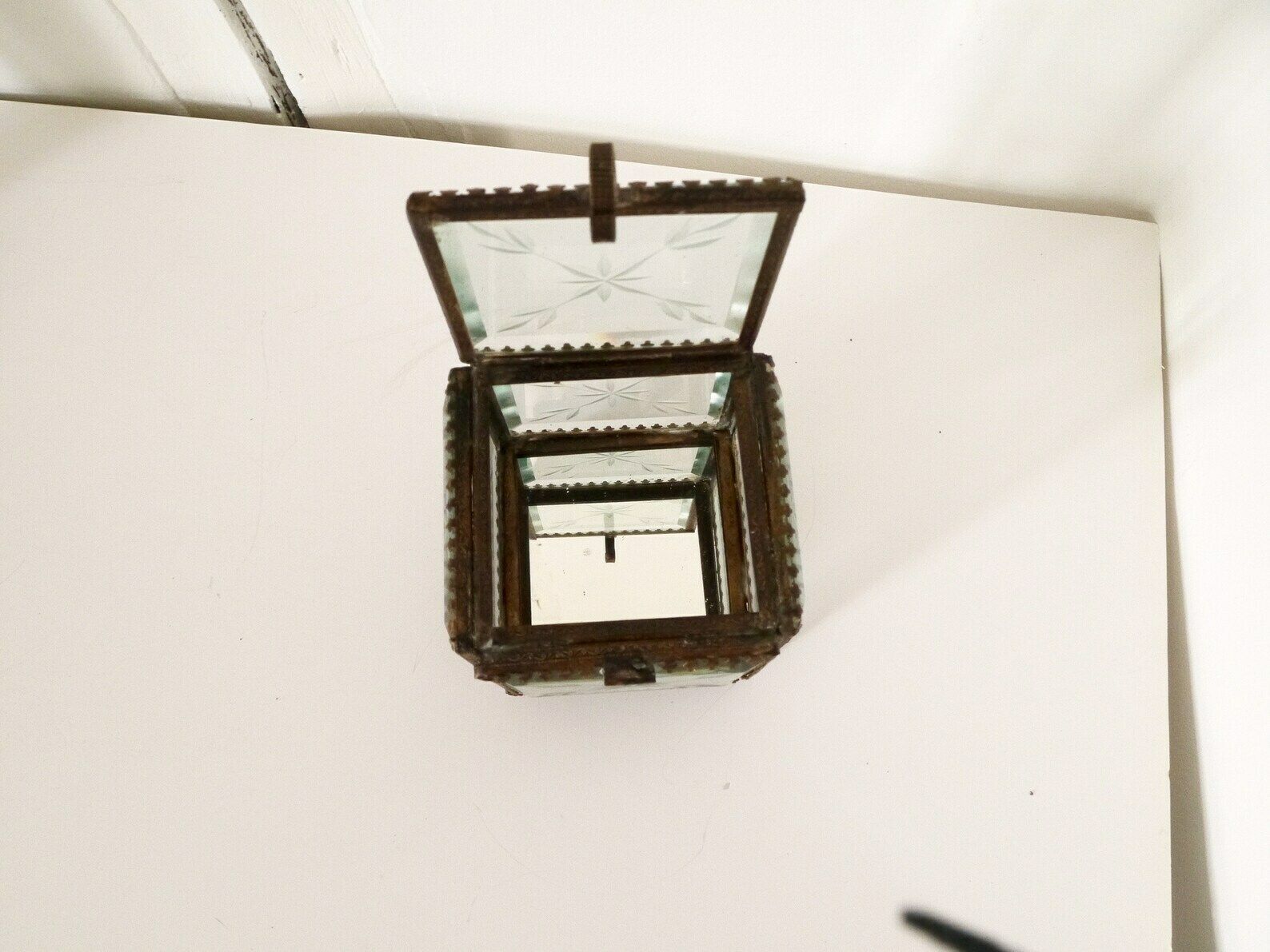 Jewellery Box Antique Ring Box Jewellery Beveled Glass With Etchted Star photo 139.0