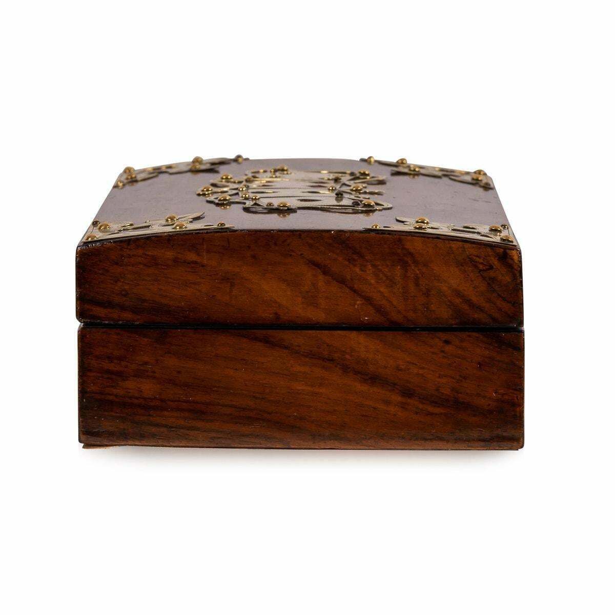 19th Century Victorian Walnut & Brass Card Games Box, C.1890 photo Home Decor