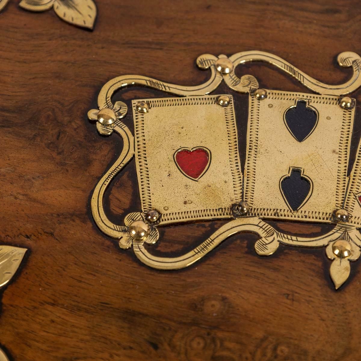 photo buy 19th Century Victorian Walnut & Brass Card Games Box, C.1890