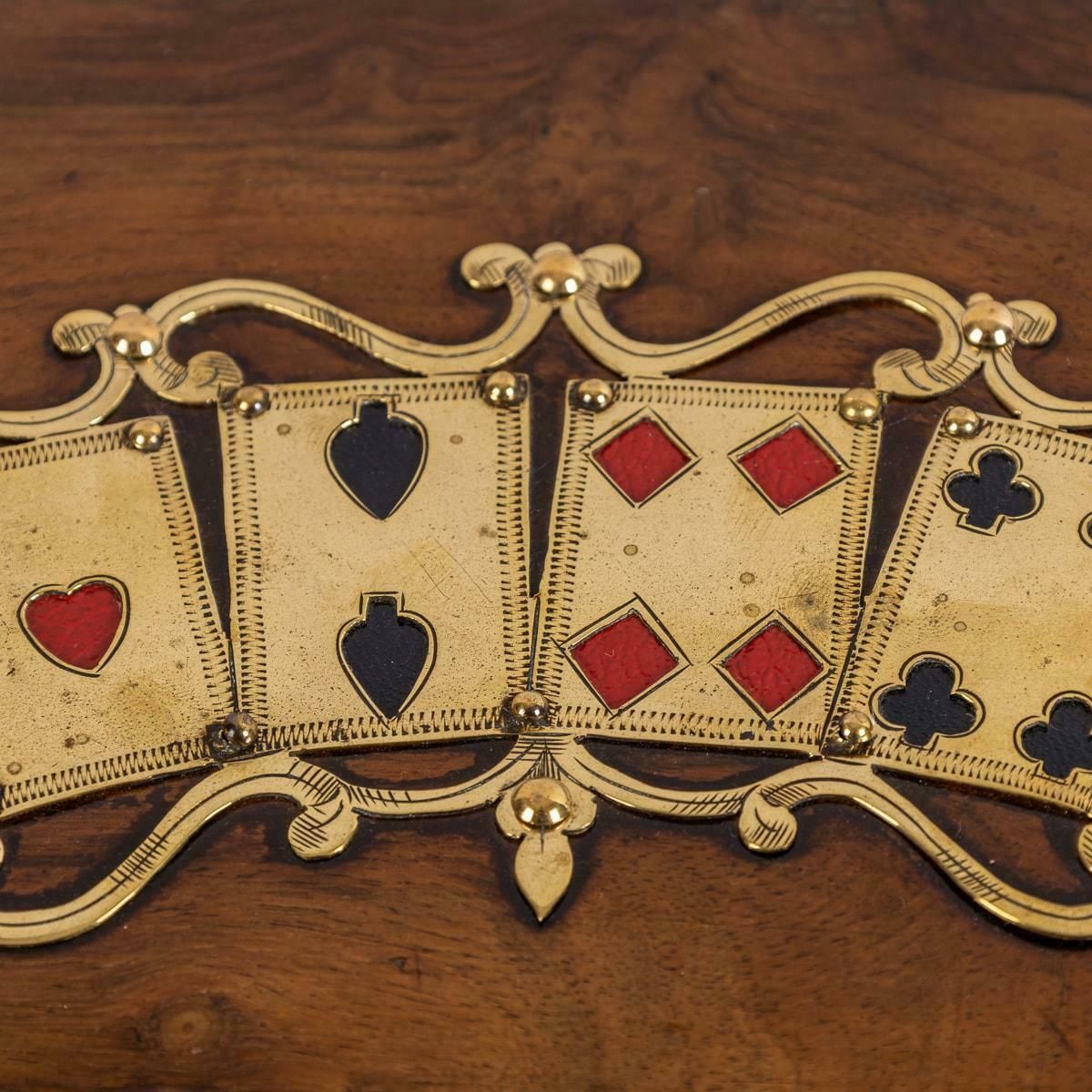 photo vintage 19th Century Victorian Walnut & Brass Card Games Box, C.1890