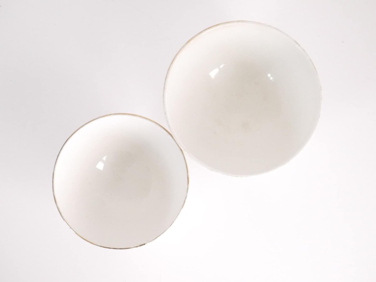 French Cafe Au Lait Bowls Set Of Two (2) Floral Rose Stone Wear Different Sized photo furniture