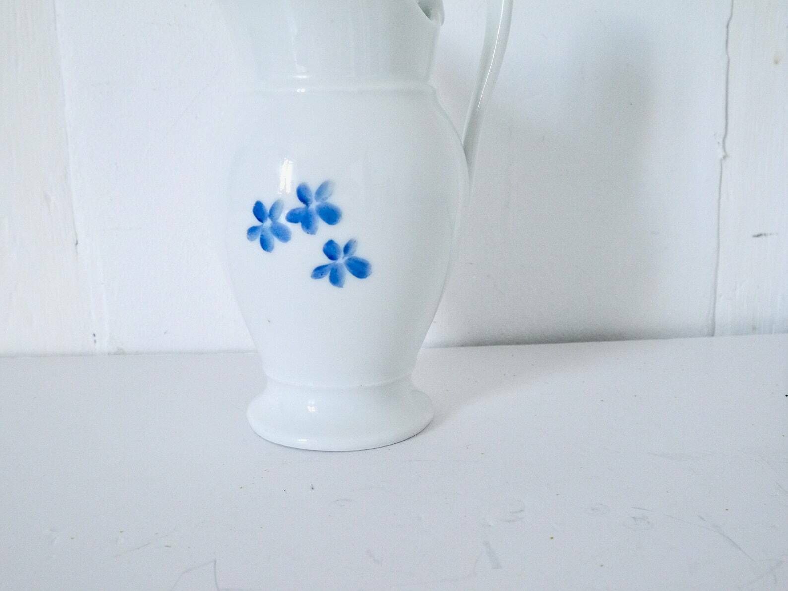 French Ironstone Pitcher White French Vintage Jug Sarreguemines French Server, French Tabletop photo for sale